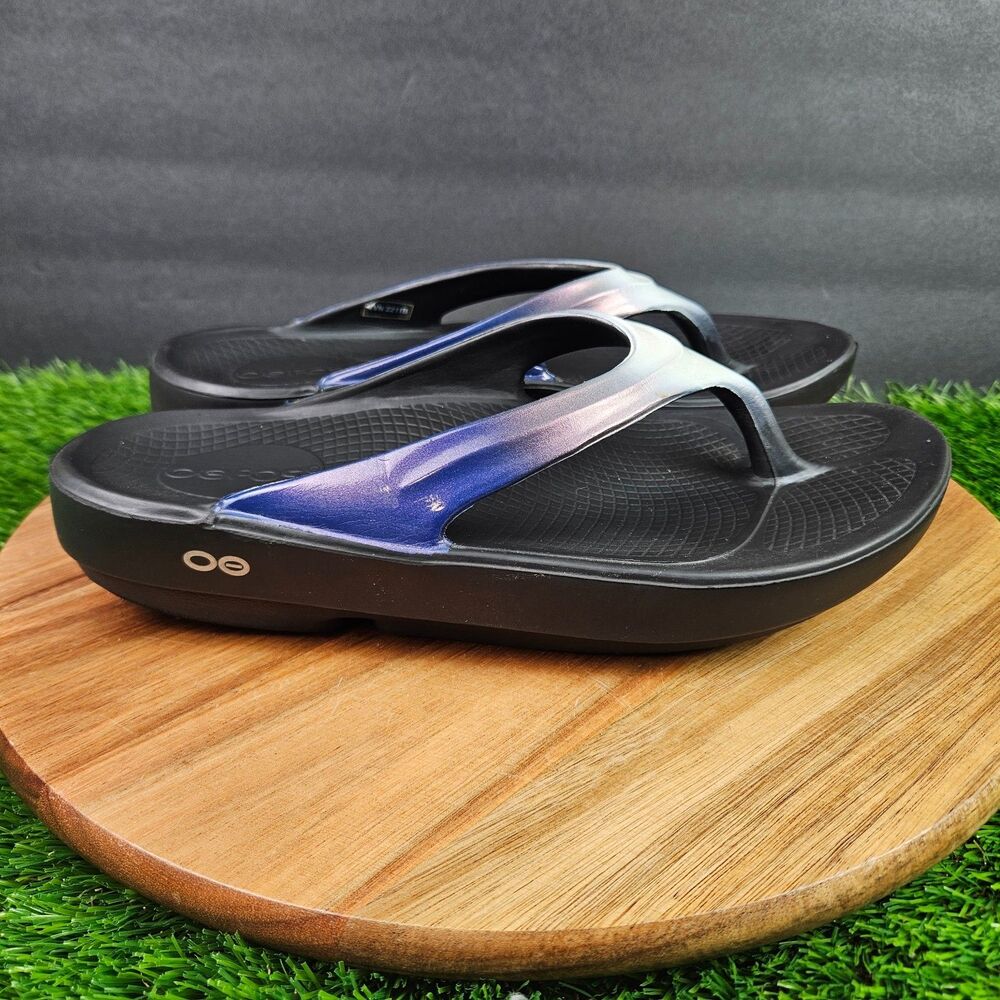 Oofos Oolala Luxe Recovery Sandals Womens 8 Purple Calypso Thong Flip Flop